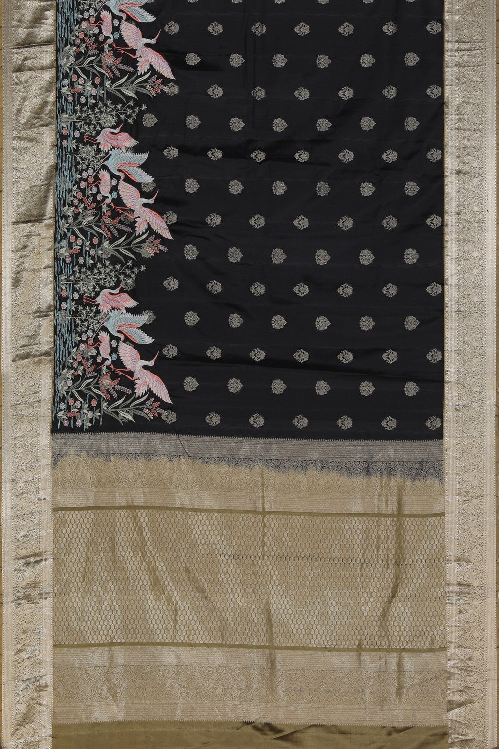 Image of A Simple Yet Elegant Embroidery Silk Black Saree